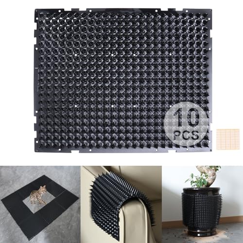 Black 10PCS Cat Scat Mat, Cat Deterrent Indoor Spikes to Keep Cats Off - color: Black