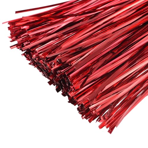 MECCANIXITY 750 Pcs 8" 20cm Foil Twist Ties, Red - color: Red, size: 8-inch