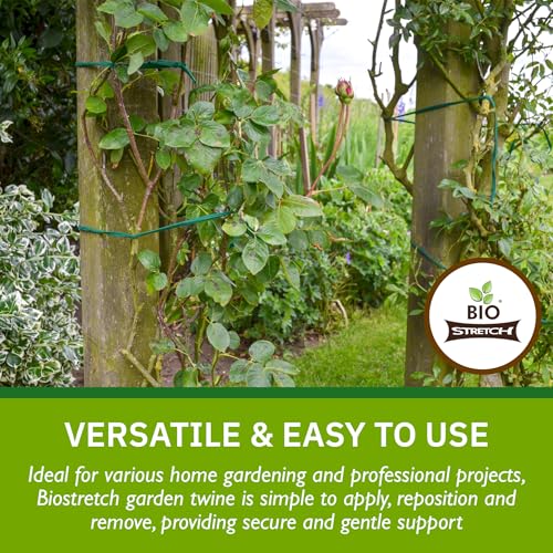 Bio-Stretch Soft Garden Twine & Plant Ties for Outdoor Plants, 2 Ball Green - size: 130 ft / 40M