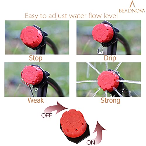 BEADNOVA Drip Emitter 150 Pcs 360 Degree Adjustable Dripper Emitters for Drip Line 1/4 Inch Irrigation Tube Watering System Gardening (Red) - color: 150pcs