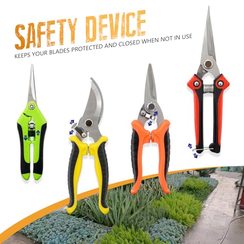 4 Pack Garden Pruning Shears, Curved & Straight Blade