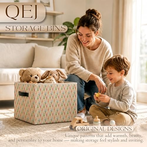 Pastel Ice-Creams Collapsible Laundry Basket with Handles - color: Iot cream