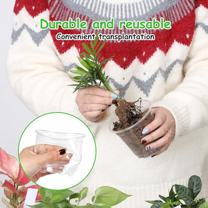 JNYONG 120 Pack 4 Inch Clear Nursery Pots with Drainage Hole - size: 4 Inch 120 pack