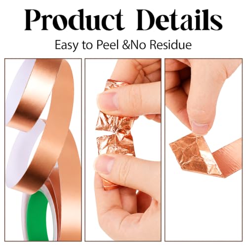 2 Pack Copper Foil Tape with Conductive Adhesive 1/2Inch & 1Inch x 66FT
