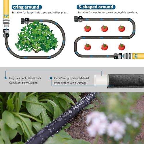 4-Pack Flat Soaker Hose 25FT for Garden Beds Linkable - size: 25FT 4Pack