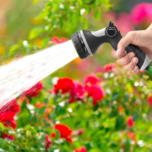 Garden Hose Nozzles,Hose Spray Nozzle with Adjustable 10 Watering Patterns - color: Black