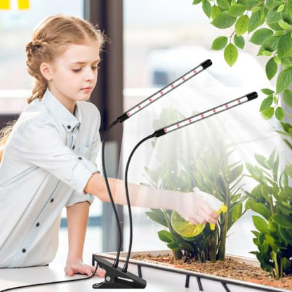 Dual-Head Clip Grow Lights for Indoor Plants, Full Spectrum Plant Lights. - size: 2 Heads