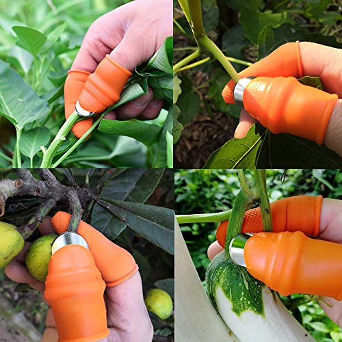 YBB 12 Pcs Gardening Silicone Thumb Knife Harvesting Tool, Separator Finger Plant Fruit Picking Knife Garden Tool (L) - color: L