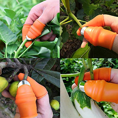 YBB 12 Pcs Gardening Silicone Thumb Knife Harvesting Tool, Separator Finger Plant Fruit Picking Knife Garden Tool (L) - color: L
