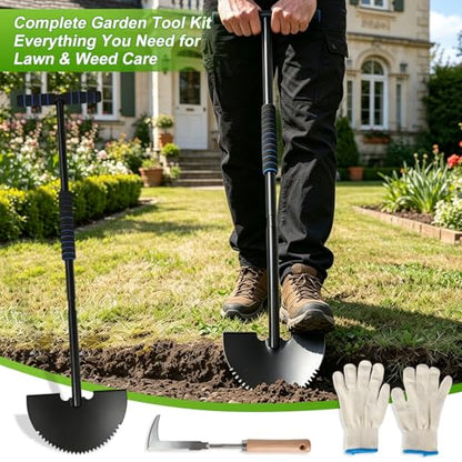 Half Moon Edger Lawn Tool, 41" Garden Edging Shovel with Saw Tooth