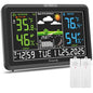 DreamSky Weather Station Indoor Outdoor Thermometer Wireless, Atomic Clock - color: Black with 2 sensor