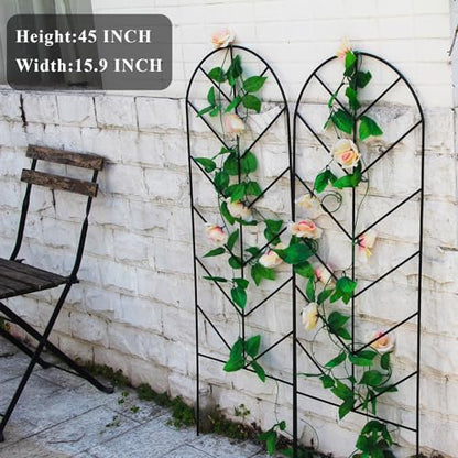 2 Pack Black Metal Trellis for Climbing Plants - 45" H x 15.9" W Garden Trellis for Roses, Vegetables, Flowers, Lawn, Backyard - color: 45 inch-2 pack
