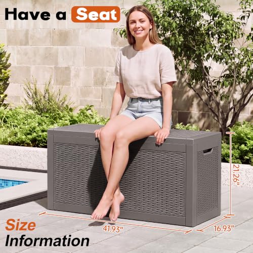Outdoor Deck Storage Box, Waterproof,Grey,72 Gallon - color: Striped Gray, style: 72 Gallon