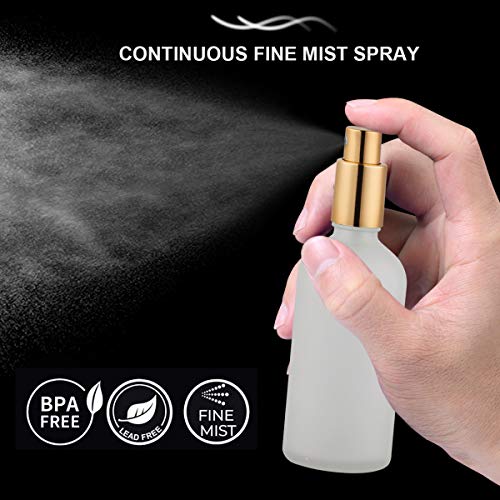 Hydior Glass Spray Bottle with Gold Sprayer, 3.4oz, 2 Pack - color: Gold Frosted