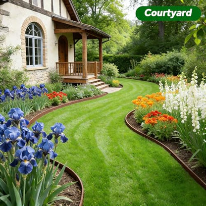 Garden Edging Border, 2In x 100 FT Landscape Edging with 90 Spikes, Brown - size: 100ft Brown-1