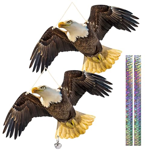 Flat Fake Hawk to Keep Pigeon Away with Reflective Tape, 2Pcs Pigeon Scare Devices, Plastic Hawk to Scare Pigeon Away from Porch Patio Balcony, Garden Hawk to Scare Woodpecker Squirrel for Outdoor - color: Black 01, size: 2 Pcs