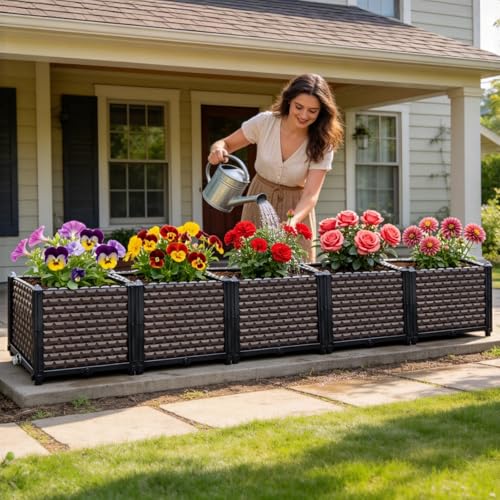 Large Planters for Outdoor Plants 14" Tall Planter Box, 78.7"L x 15.7"W - size: 78.7"(l) X 15.7"(w) X 14.2"(h)