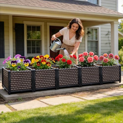 Large Planters for Outdoor Plants 14" Tall Planter Box, 78.7"L x 15.7"W - size: 78.7"(l) X 15.7"(w) X 14.2"(h)