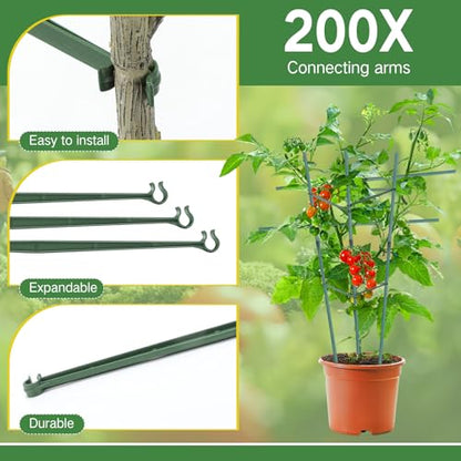 200 Pcs Plant Stake Arm for Tomato Cage, 11.8",16mm - size: 11.81in×0.43in