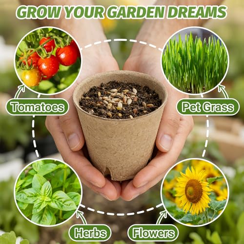 60Pcs 3.1 Inch Peat Pots - Nursery Pots with Drainage Holes for Seedlings