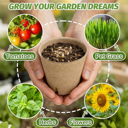 60Pcs 3.1 Inch Peat Pots - Nursery Pots with Drainage Holes for Seedlings