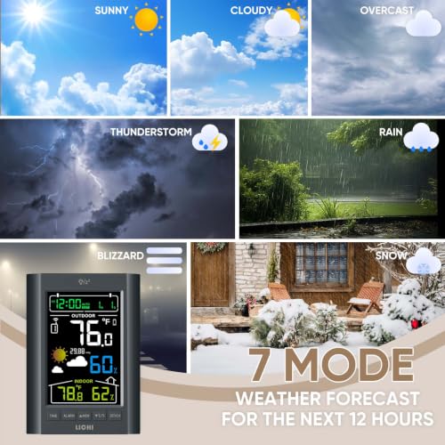 Weather Station Wireless Indoor Outdoor Thermometer， Inside Outside Temperature Humidity Monitor，with 330ft Range Sensor and Adjustable Backlight