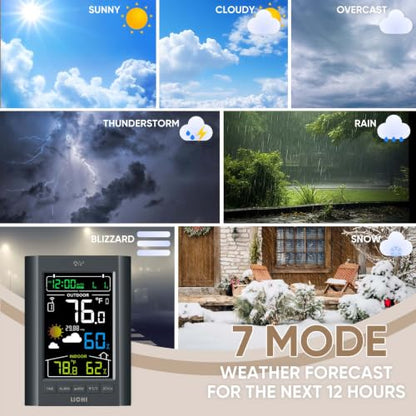 Weather Station Wireless Indoor Outdoor Thermometer， Inside Outside Temperature Humidity Monitor，with 330ft Range Sensor and Adjustable Backlight