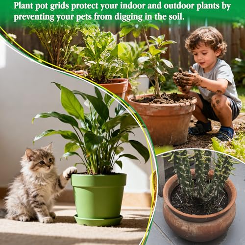 Plant Pot Grids 15.7 Inch Cuttable Soil Cover Protector from Animals - color: 6pcs