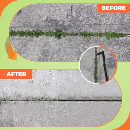 Crack Weeder 43.7" Long Handle Manual Crevice Weeding Tool Weed Puller Tool Durable Weed Remover for Sidewalks, Pavers, Deck Boards, Narrow Wall Gaps