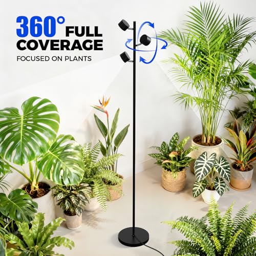 Barrina T1X3 Standing Grow Lights for Indoor Plant, 6FT 30W 5000K High PPFD - size: 30W-6FT-3 Heads
