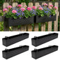 LaLaGreen Railing Planter Box (30 Inch, 4 Pack) Large Black Metal Rectangular Hanging Flower Boxes with Brackets, Planters for Outdoor Deck Railings Fence Balcony Patio Porch Over Rail Garden Decor - size: 30" x 4 Pack