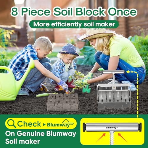 BlumWay Soil Blocker, 8 Cell 2 inch Soil Block Maker for Seed Starting