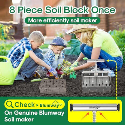 BlumWay Soil Blocker, 8 Cell 2 inch Soil Block Maker for Seed Starting