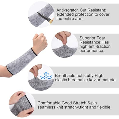 ANCIRS Cut Resistant Sleeves for Arm Protection, Gardening Sleeves, Dog Bite Safety Arm Sleeves - color: Grey
