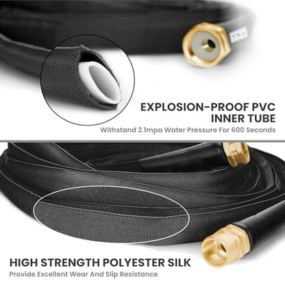 Giraffe Tools Lay Flat Hose 75ft Lightweight 50% Lighter, 9-Pattern Nozzle - size: 75FT