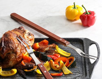 New Star Foodservice Commercial Grade BBQ Fork with Wood Handle, Stainless Steel, 21-Inch - size: 21-Inch