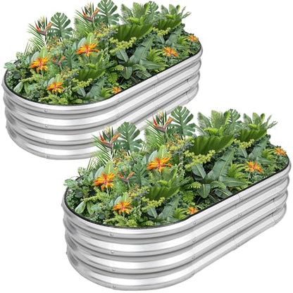 G GOOD GAIN 2Pcs Raised Garden Beds Galvanized, Planter Boxes Kit, Oliver - color: Silver, size: 4×2×1ft (2 Pack)