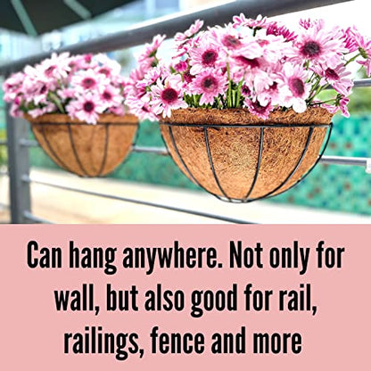 LaLaGreen Large Wall Planter (16 in, 2 Pack) Coco Liner Flower Baskets - size: 16" x 2 Pack