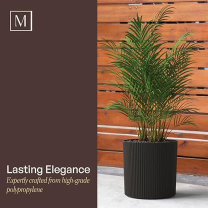 Mayne Haven 12in Round Fluted Modern Planter, Chai - color: Chai, size: 12in