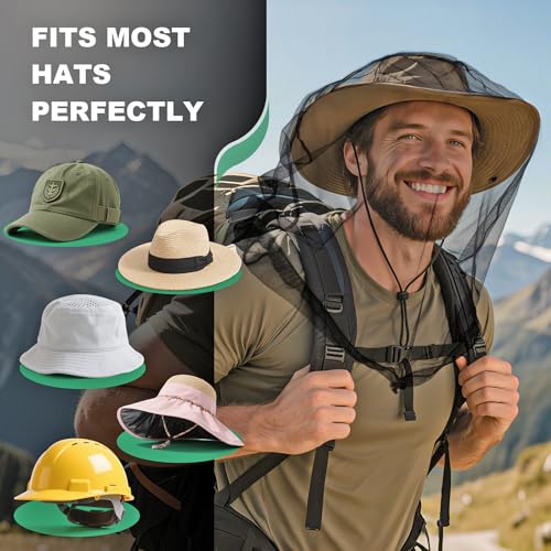 2 Pack Premium Mosquito Head Nets, Ultra Large Bug Net for Head