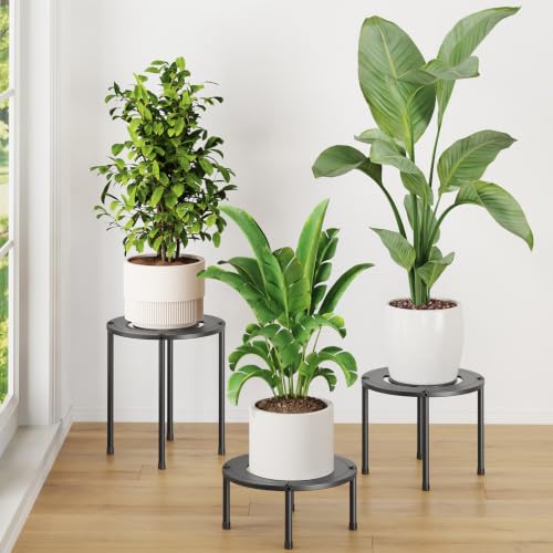 iDavosic.ly 3-Pack Metal Plant Stands for Indoor Outdoor, 10'' Small, Black - color: Black, size: 3 Packs