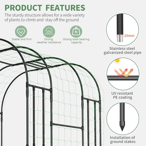 SUNYRISY 87" x 59" x 47.2" Garden Arch Trellis for Climbing Plants Outdoor - size: 87"H x 59"L x 47.2"W
