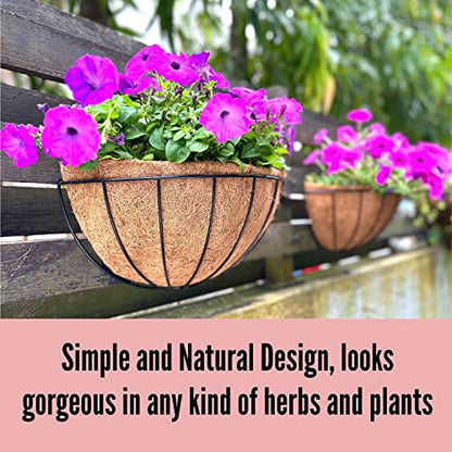 LaLaGreen Wall Planter (14 in, 2 Pack) Black Coco Liner Fence Flower Pots - size: 14" x 2 Pack