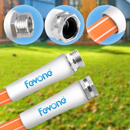 FEVONE 50 ft Hybrid Polymer Garden Hose, Heavy Duty Water Hose - color: Orange, size: 50FT