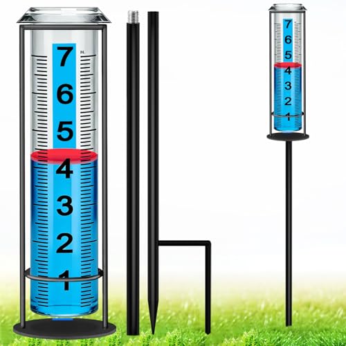 Rain Gauge Outdoor, Upgraded Rain Gauges Outdoors Best Rated,Accurate Rain Measure Gauge for Yard,Adjustable Height Rainfall Meter,Rain Gauge Outdoor Freeze Proof,Rain Measuring Tool,Easy to Read - color: Accurate Rain Gauge B