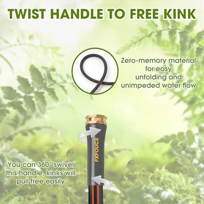 Garden Hose 100ft x 5/8", Heavy Duty Water Hose, Kink Resistant - color: Black, size: 100FT