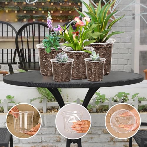 JNYONG 60 Pack 3.5/4/5/6/7 Inch Clear Nursery Pots with Drainage Hole - size: 3.5/4/5/6/7 Inch 60 pack