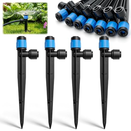 30 Pack Drip Irrigation Emitters, Adjustable 360° Drippers for 1/4" Tubing