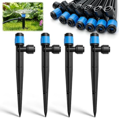 30 Pack Drip Irrigation Emitters, Adjustable 360° Drippers for 1/4" Tubing