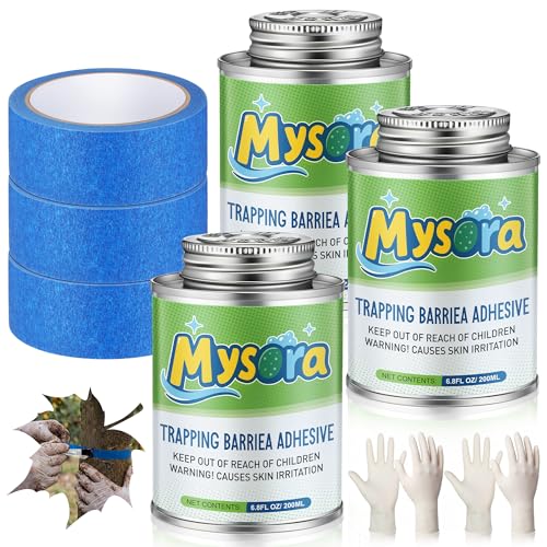 3 Pack Sticky Coating Insect Trap with Brush and 3 Pcs Blue Tapes